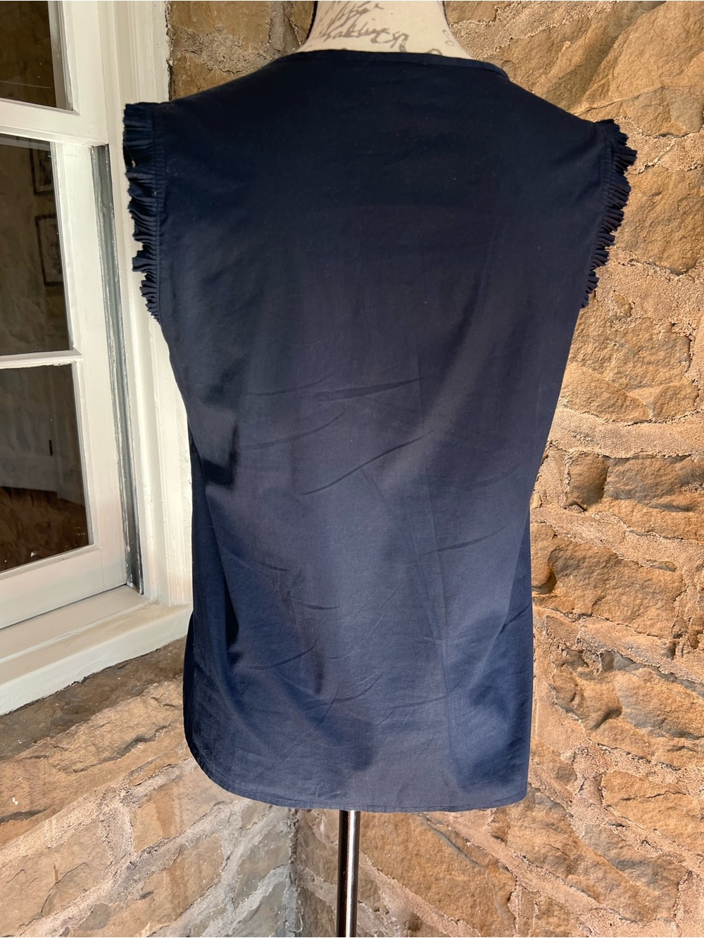 J. Crew size 4 Navy Ruffle-Trim top - Picture 9 of 12